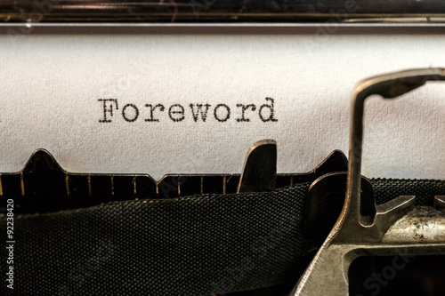 Foreword text written by old typewriter photo