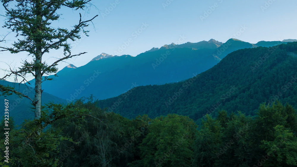 Sunrise with lonely tree in mountains time lapse Sunrise with lonely tree in mountains time lapse
