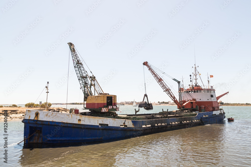 Dredging of Ayamonte, Harbor. Spain Andalucia