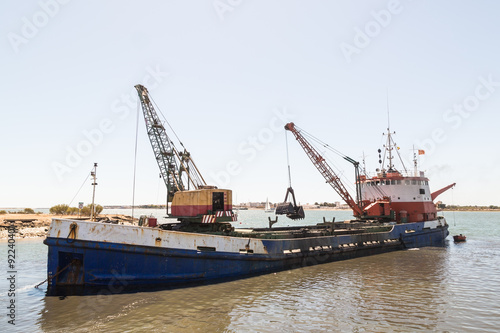 Dredging of Ayamonte  Harbor. Spain Andalucia
