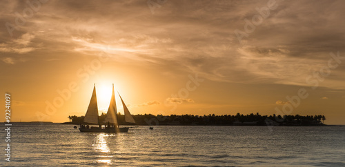 Ship on the sunset at key west, florida