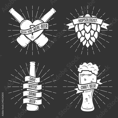 Set of t-shirt beer prints. Vintage vector illustration.