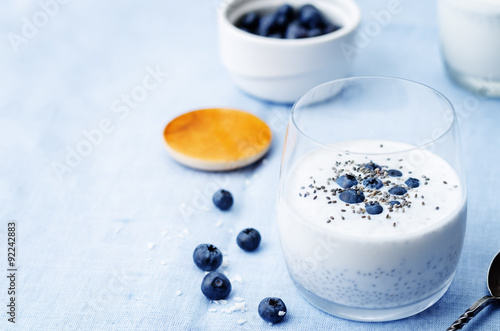 vegan coconut Chia seed pudding with blueberries