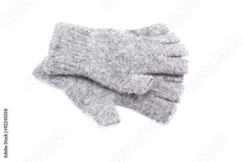 Wool fingerless gloves, isolated on white