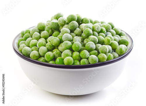 bowl of frozen green peas