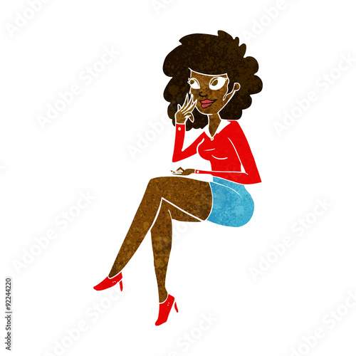 cartoon office woman sitting