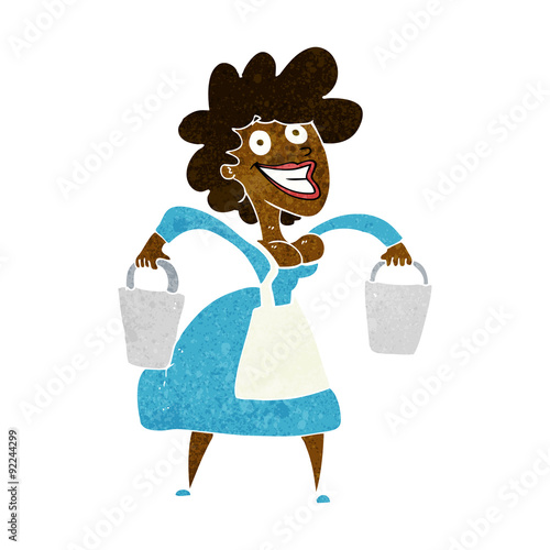 cartoon milkmaid carrying buckets
