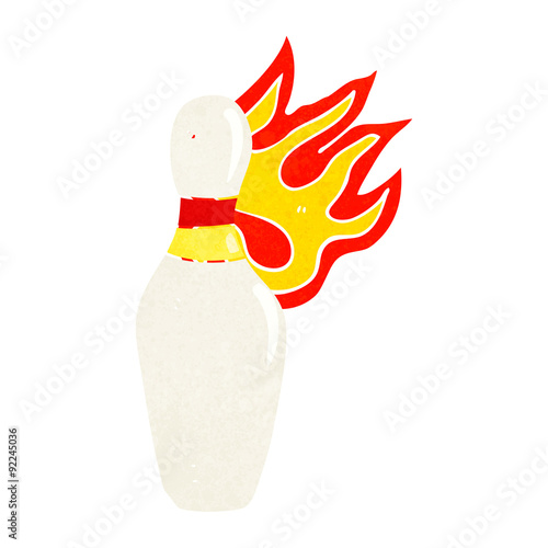 cartoon ten pin bowling skittle on fire