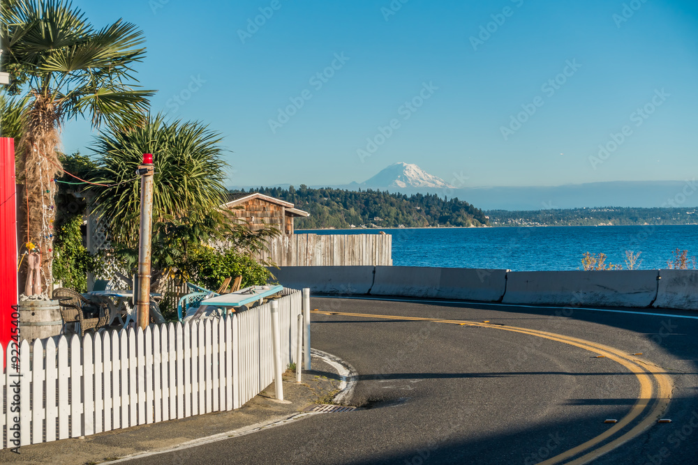 Fototapeta premium Curve And Mount Rainier
