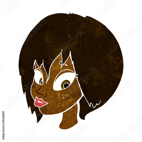 cartoon pretty female face pouting