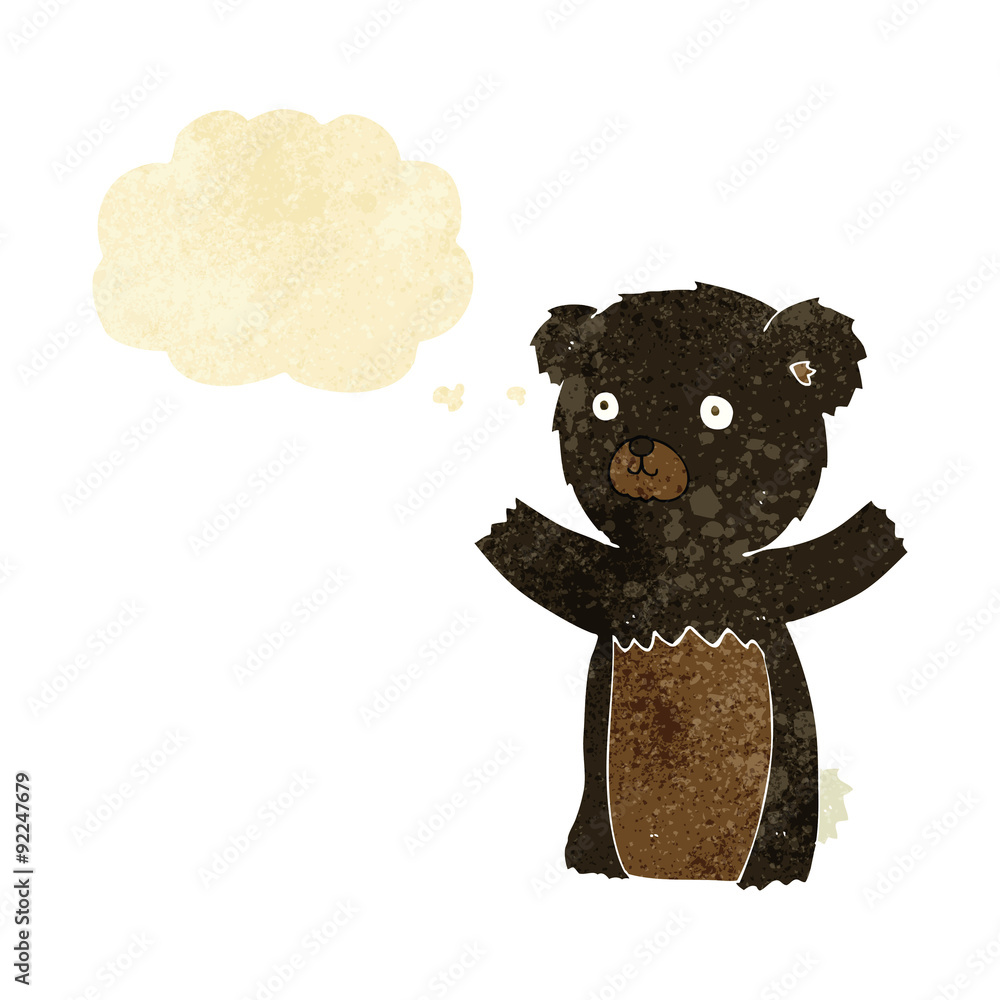 cute cartoon black bear with thought bubble cute cartoon black bear with thought bubble