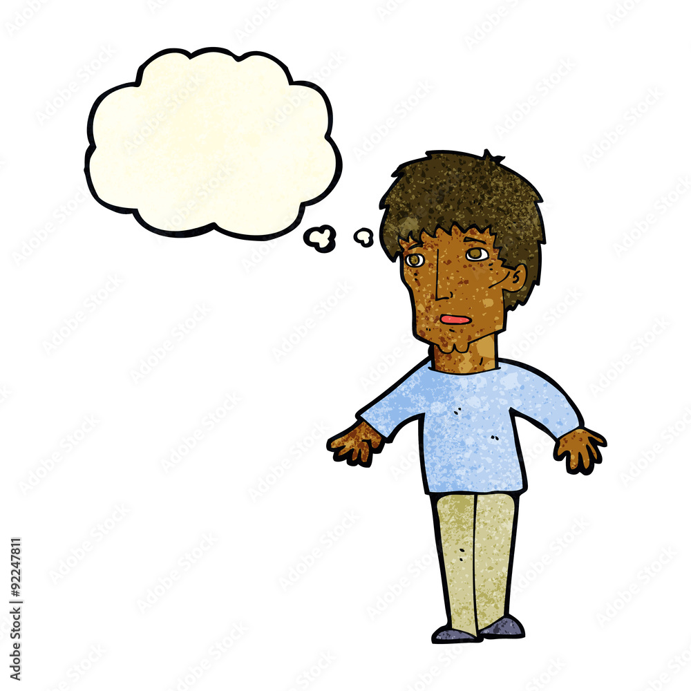 Fototapeta premium cartoon surprised man with thought bubble