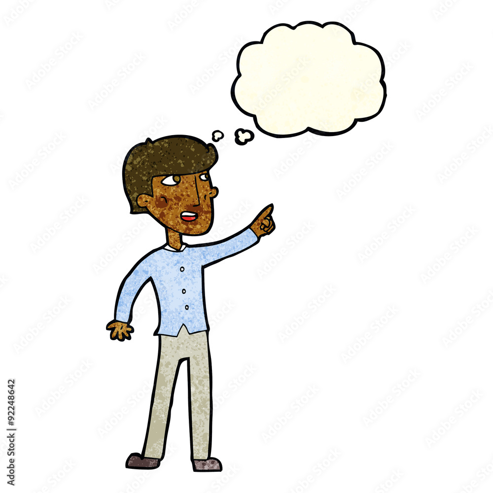 cartoon man pointing with thought bubble cartoon man pointing with thought bubble