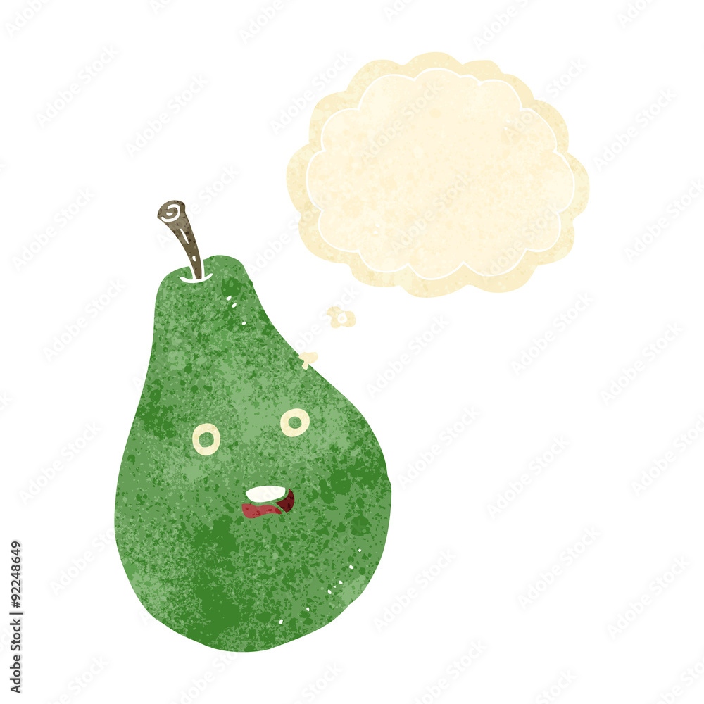 cartoon pear with thought bubble