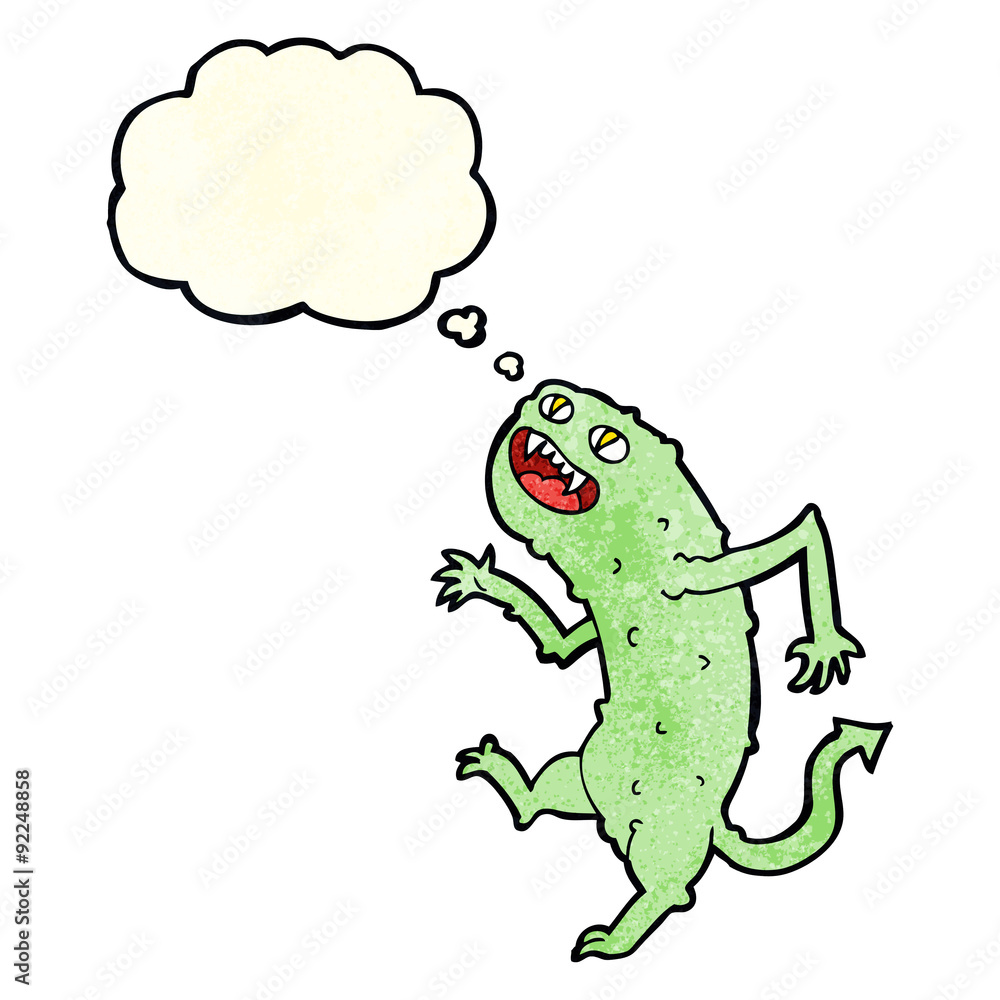 cartoon monster with thought bubble cartoon monster with thought bubble