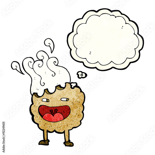 cookie cartoon character with thought bubble