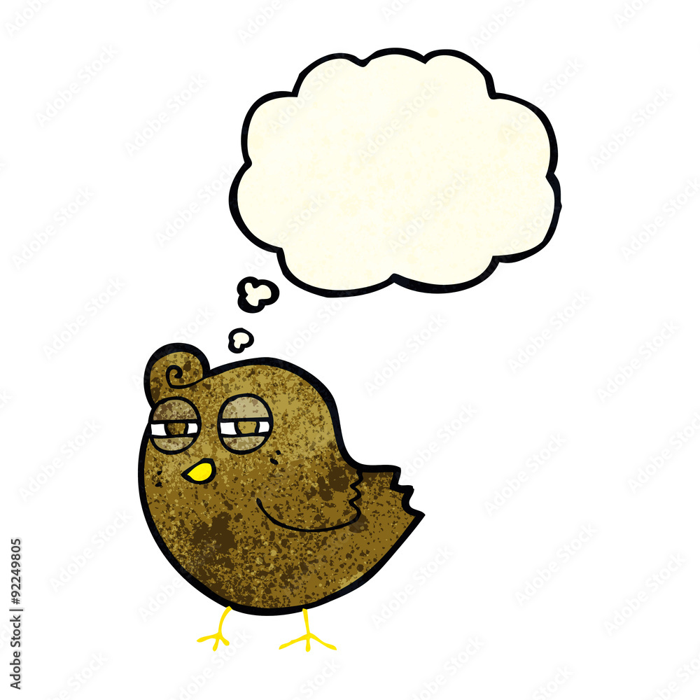 funny cartoon bird with thought bubble funny cartoon bird with thought bubble