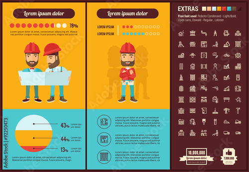 Constraction flat design Infographic Template
