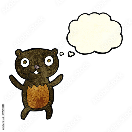 cartoon black bear cub with thought bubble