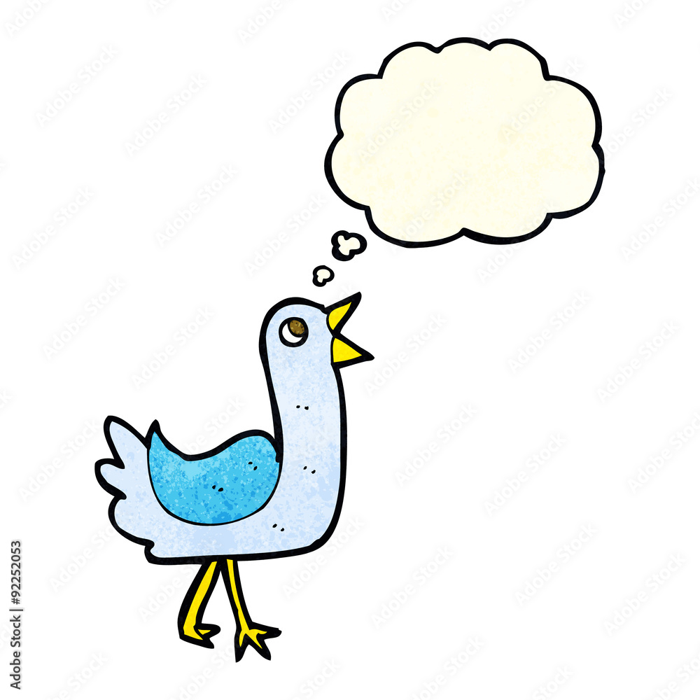 cartoon bird with thought bubble cartoon bird with thought bubble