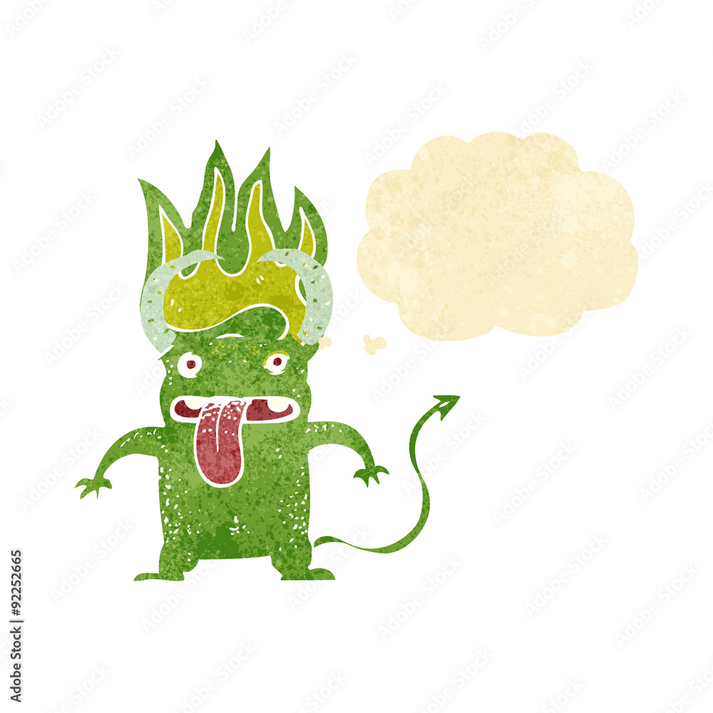 cartoon little devil with thought bubble cartoon little devil with thought bubble