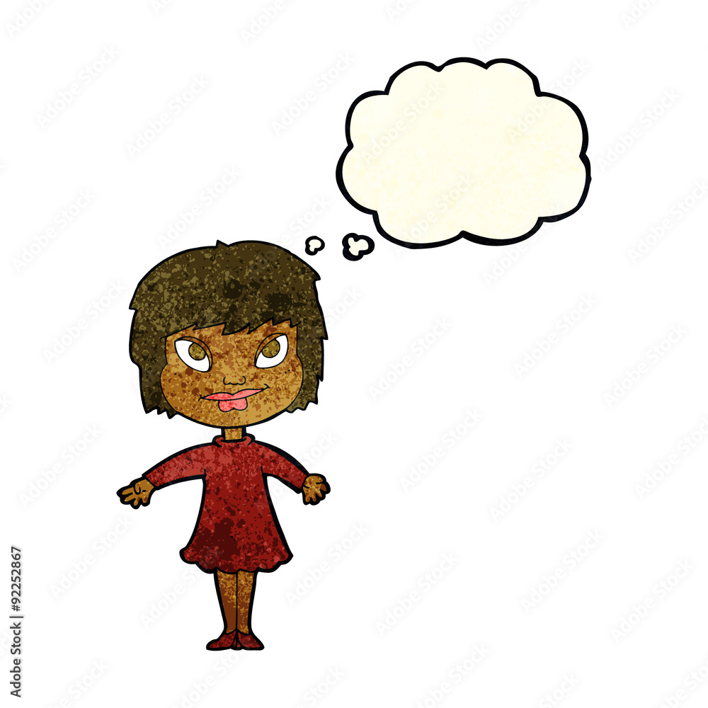 cartoon girl shrugging shoulders with thought bubble cartoon girl shrugging shoulders with thought bubble