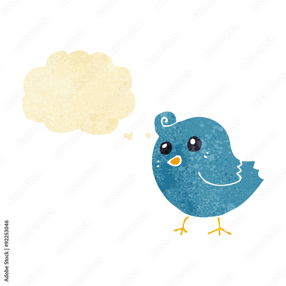 cartoon bird with thought bubble cartoon bird with thought bubble