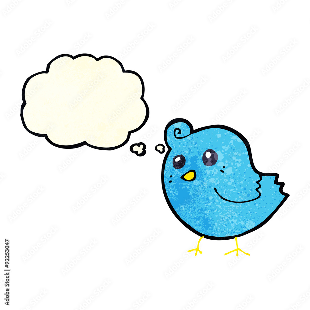 cartoon bird with thought bubble cartoon bird with thought bubble