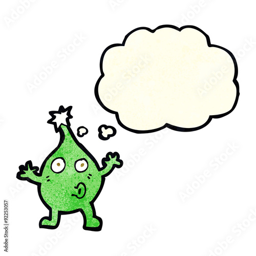 funny cartoon creature with thought bubble