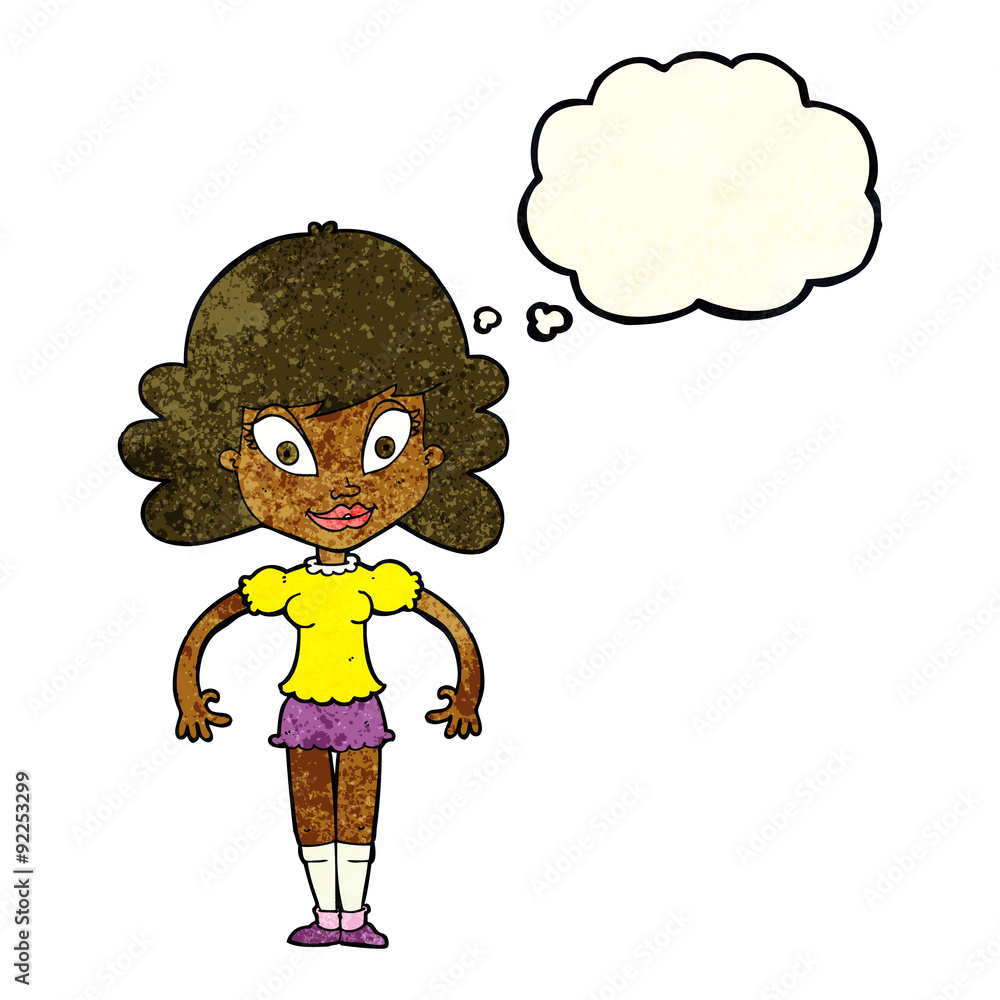 cartoon pretty woman with thought bubble cartoon pretty woman with thought bubble