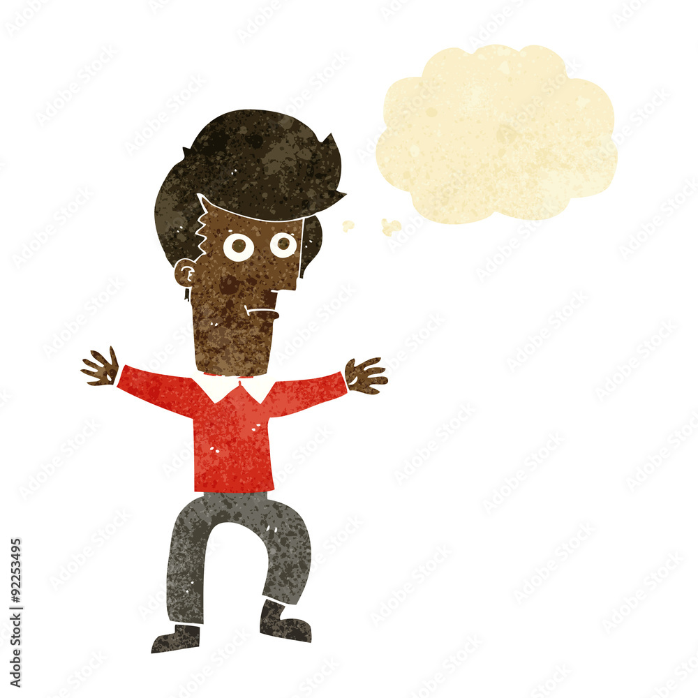 Fototapeta premium cartoon startled man with thought bubble