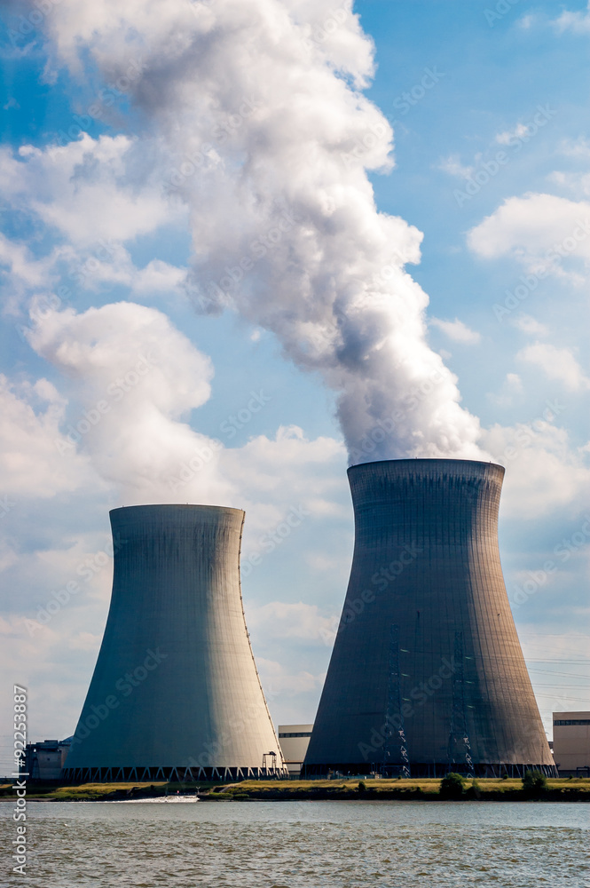 Cooling towers of nuclear power plant of Doel near Antwerp, Belgium