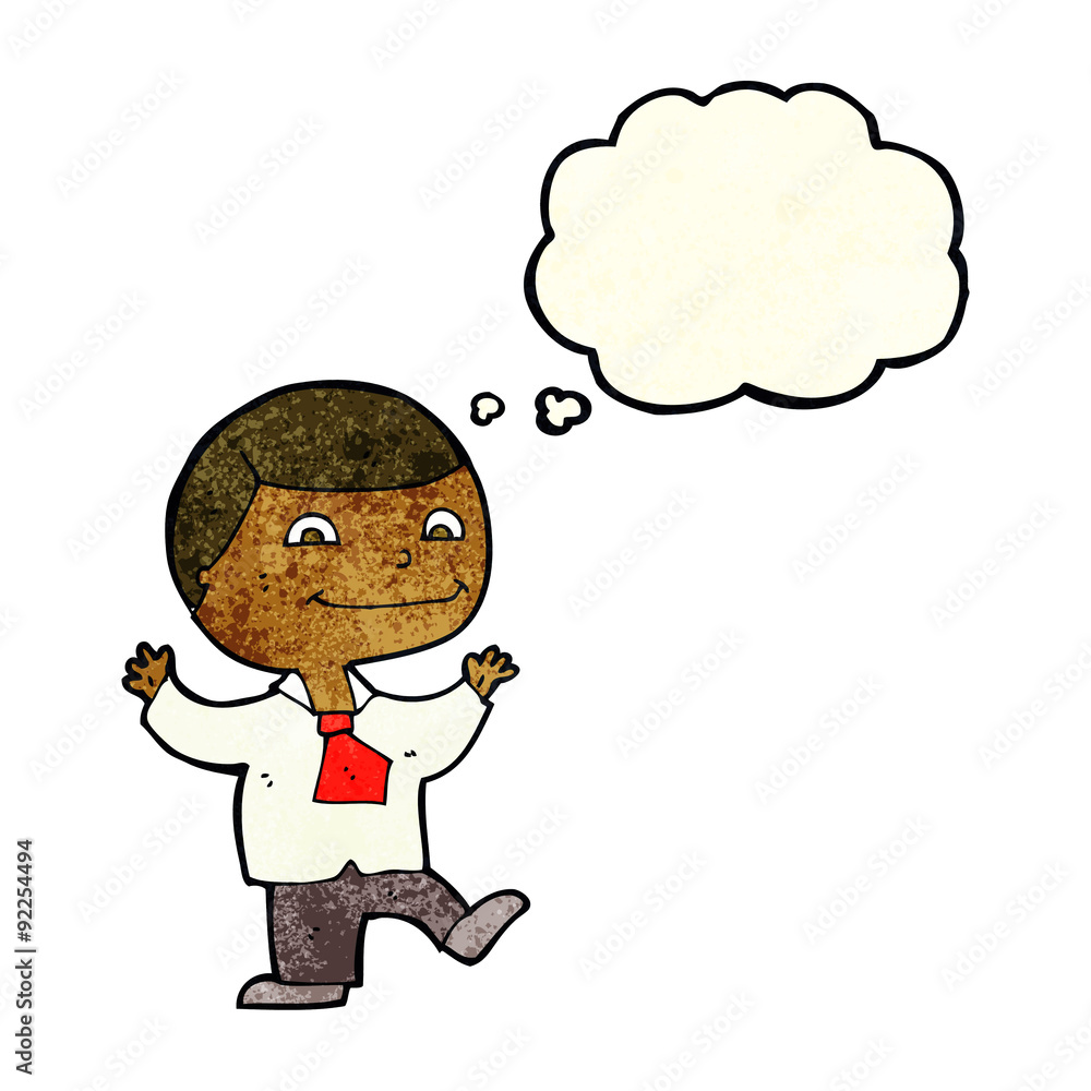 cartoon happy boy with thought bubble cartoon happy boy with thought bubble