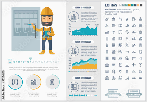 Constraction flat design Infographic Template