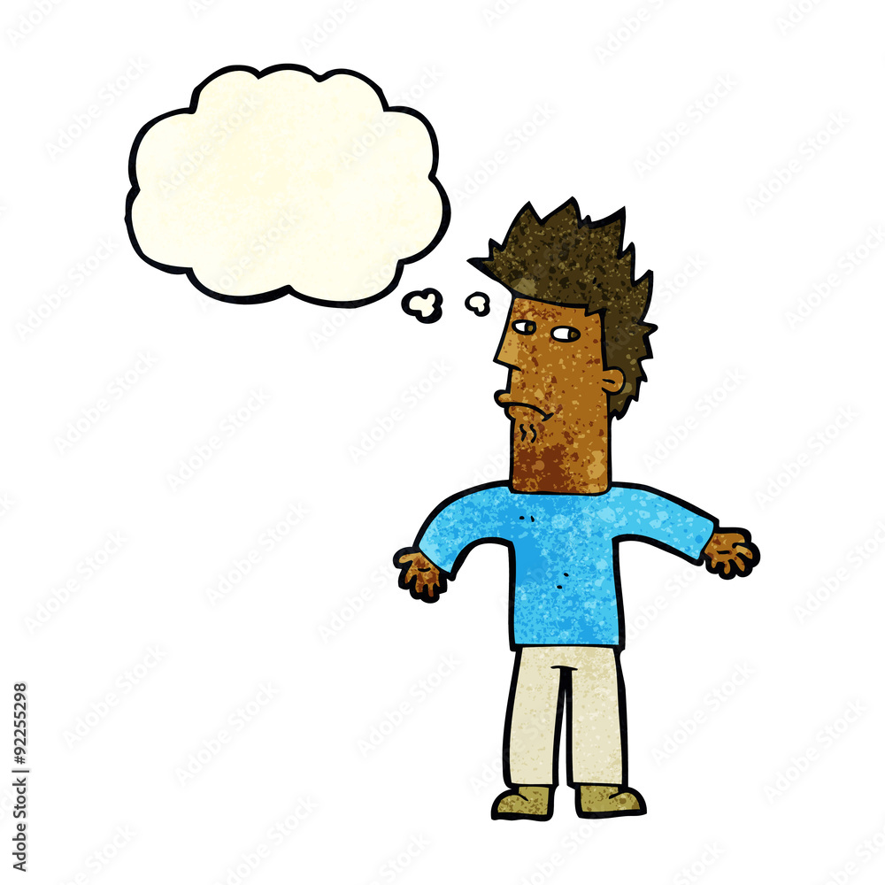 cartoon confused man with thought bubble cartoon confused man with thought bubble