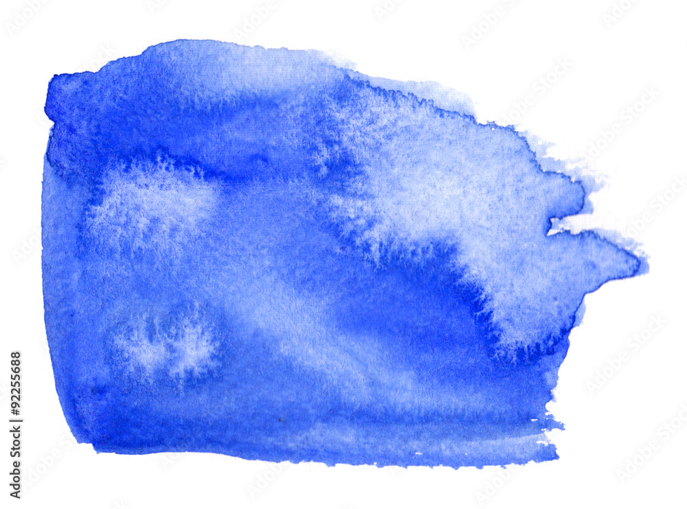 Colorfull blue watercolor spot with aquarelle color blotch 