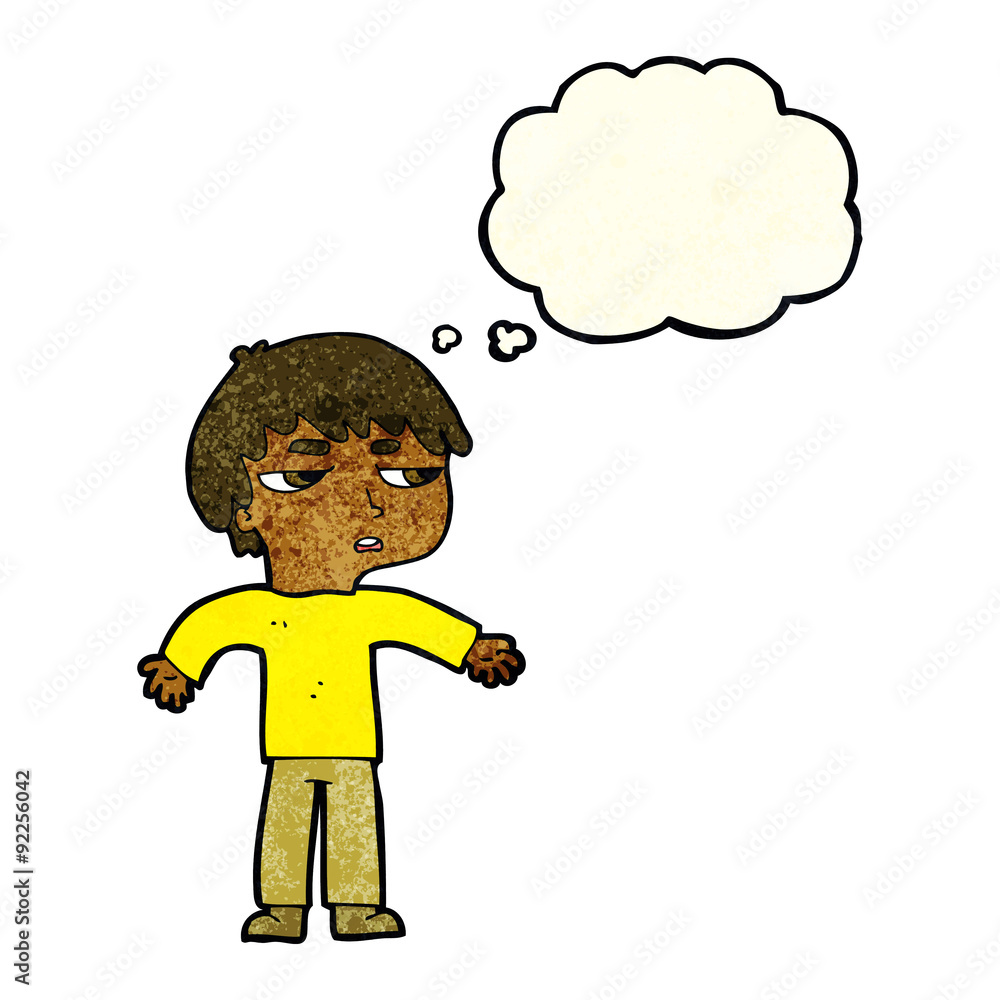 cartoon annoyed boy with thought bubble cartoon annoyed boy with thought bubble