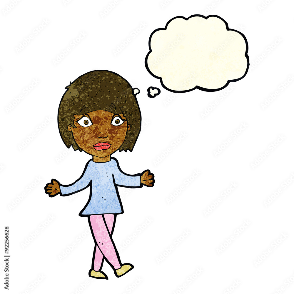 cartoon surprised woman with thought bubble cartoon surprised woman with thought bubble