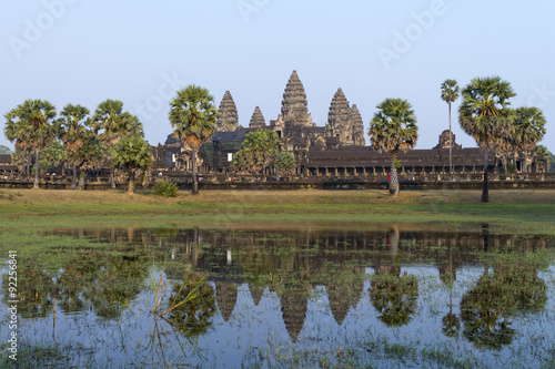 Angkor Wat and reflecting lake in sunset  Siem Reap  Cambodia