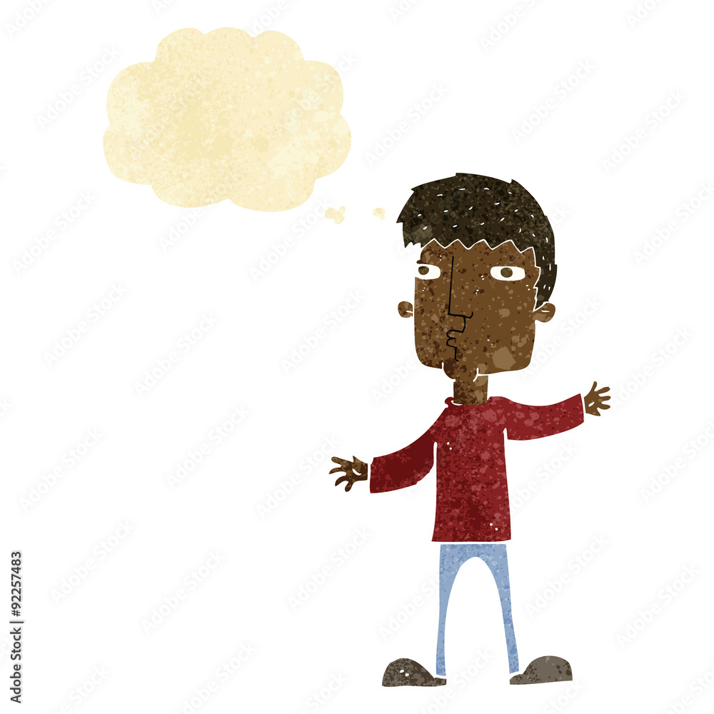 cartoon curious man with thought bubble cartoon curious man with thought bubble
