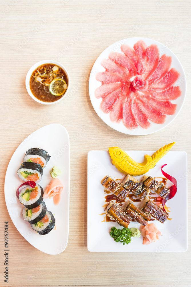 Fototapeta Top of view sushi roll