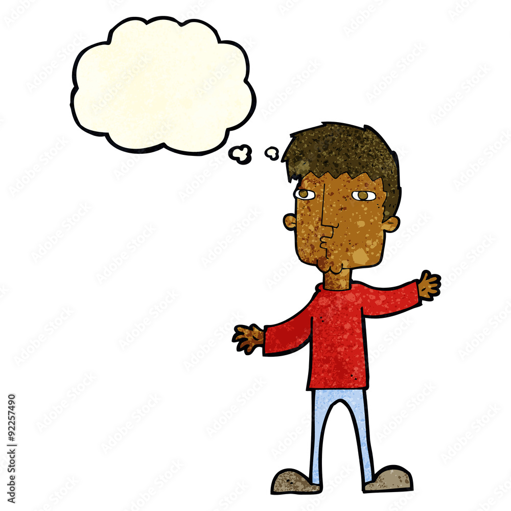cartoon curious man with thought bubble cartoon curious man with thought bubble