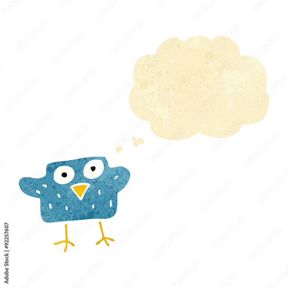 cartoon bird with thought bubble cartoon bird with thought bubble