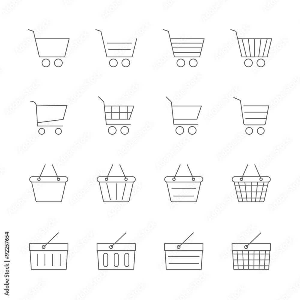 shopping cart & basket icons set