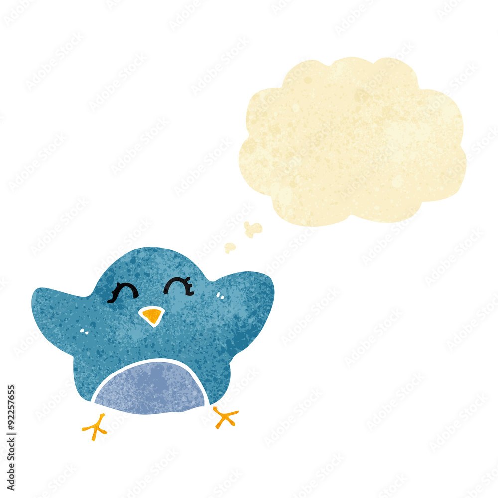 Naklejka premium cartoon bird with thought bubble