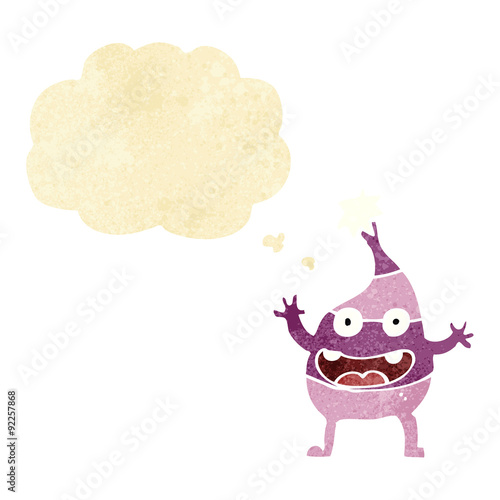 cartoon funny creature with thought bubble