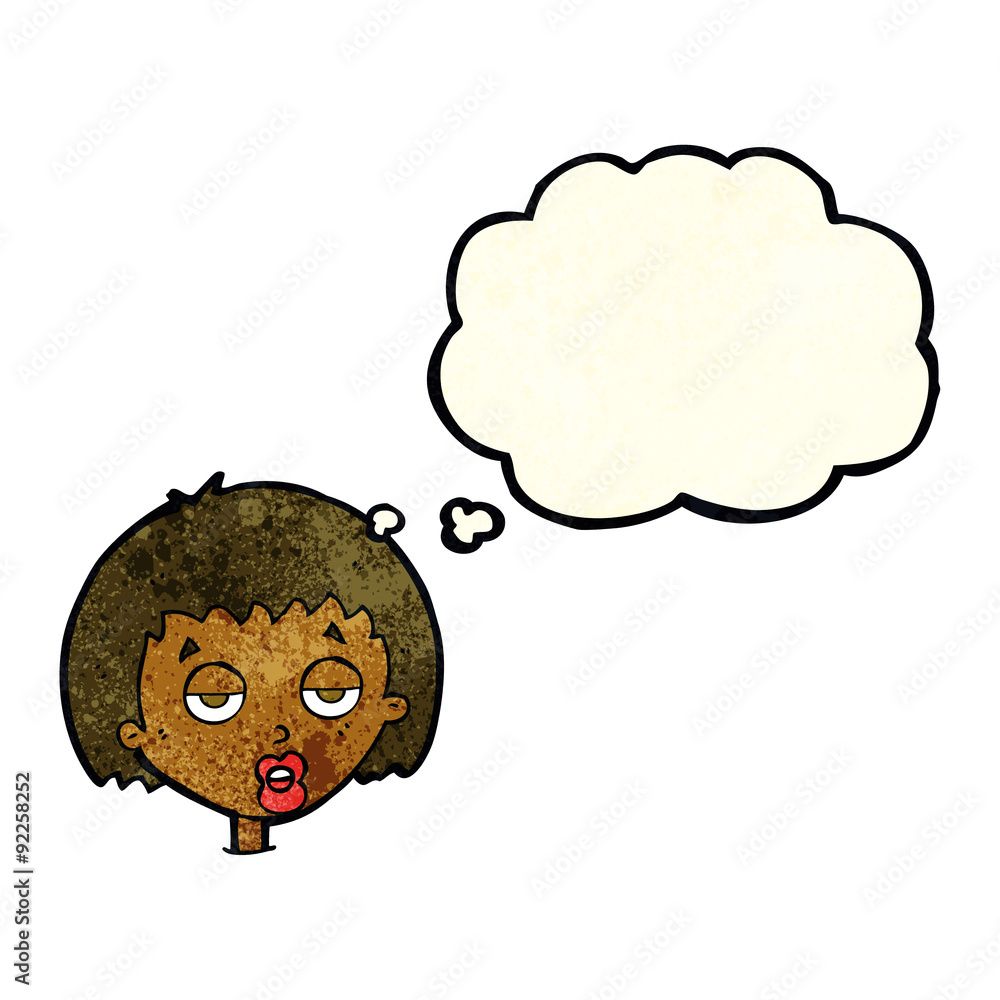 cartoon bored woman with thought bubble cartoon bored woman with thought bubble