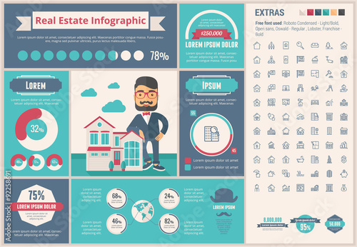 Real Estate flat design Infographic Template
