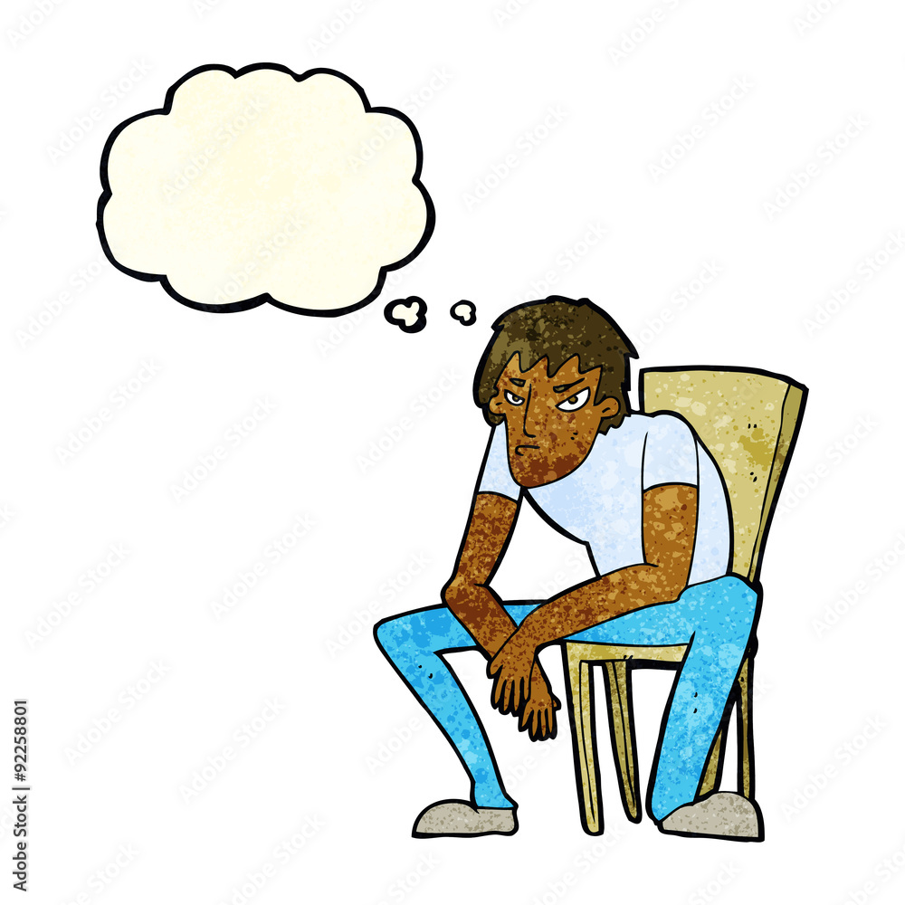Fototapeta premium cartoon dejected man with thought bubble