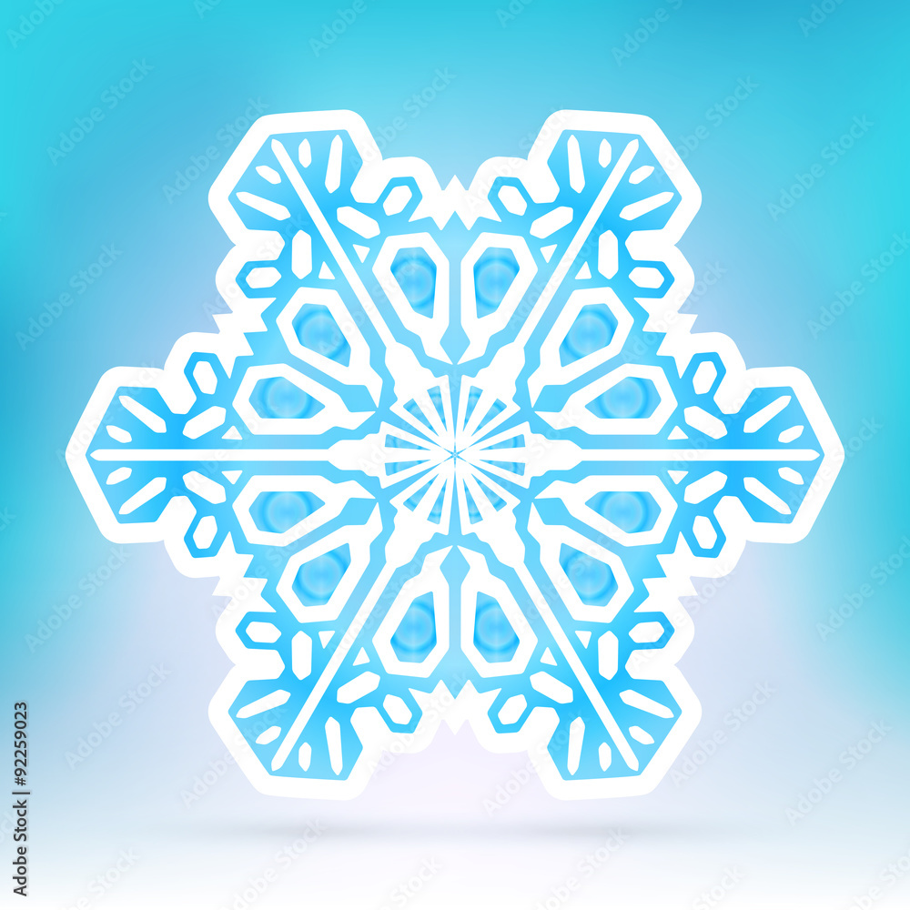 Abstract Snowflake Symbol with Ice Blue Background Gradient Abstract Snowflake Symbol with Ice Blue Background Gradient